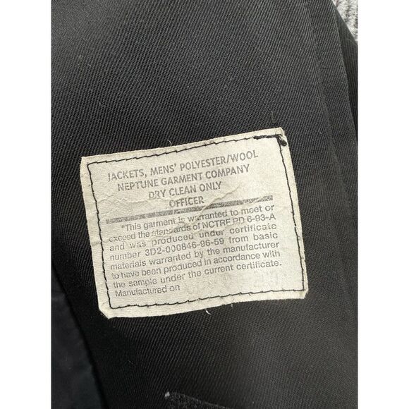 Neptune Garment‎ Military Bomber Jacket Mens Black 42 X-Long Coat Pocket Officer - Picture 9 of 14